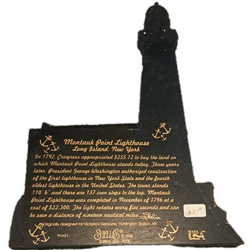 Vtg Sheila's Collectibles Montauk Point Lighthouse Shelf Sitter Long Island NY